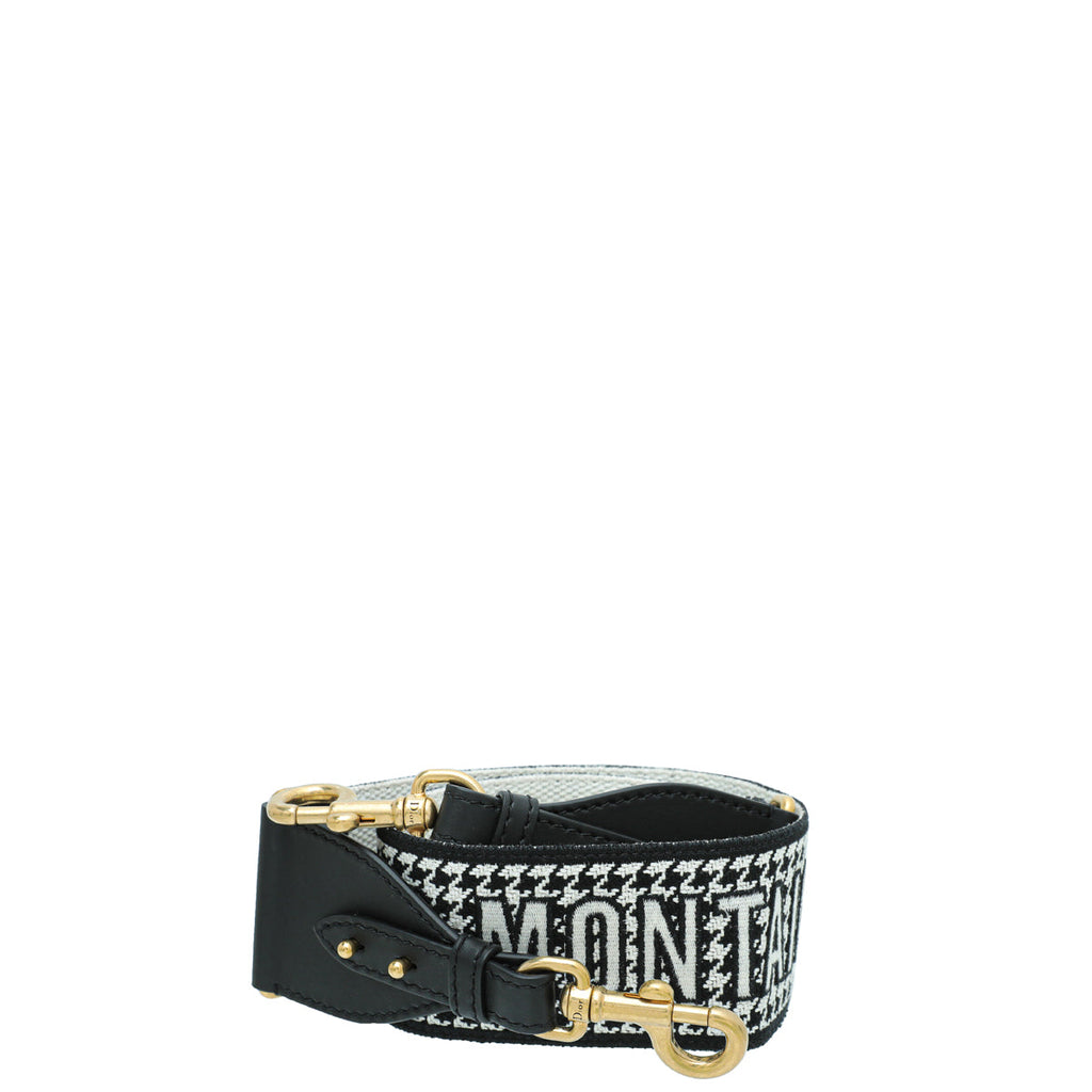 Christian Dior Bicolor 30 Montaigne Houndstooth Embroidery Bag Strap