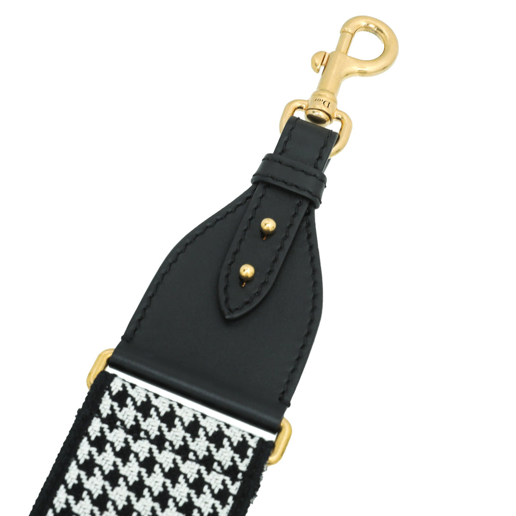 Christian Dior Bicolor 30 Montaigne Houndstooth Embroidery Bag Strap