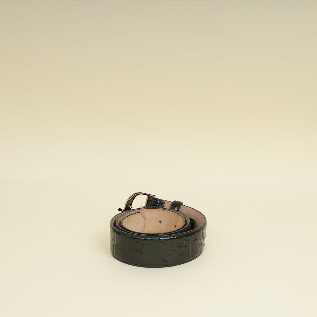 Christian Dior Dark Green Embossed Belt