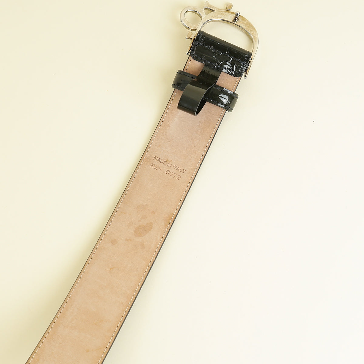Christian Dior Dark Green Embossed Belt