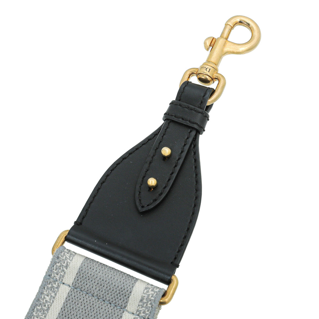 Christian Dior Bicolor Embroidered Shoulder Strap W/ Ring
