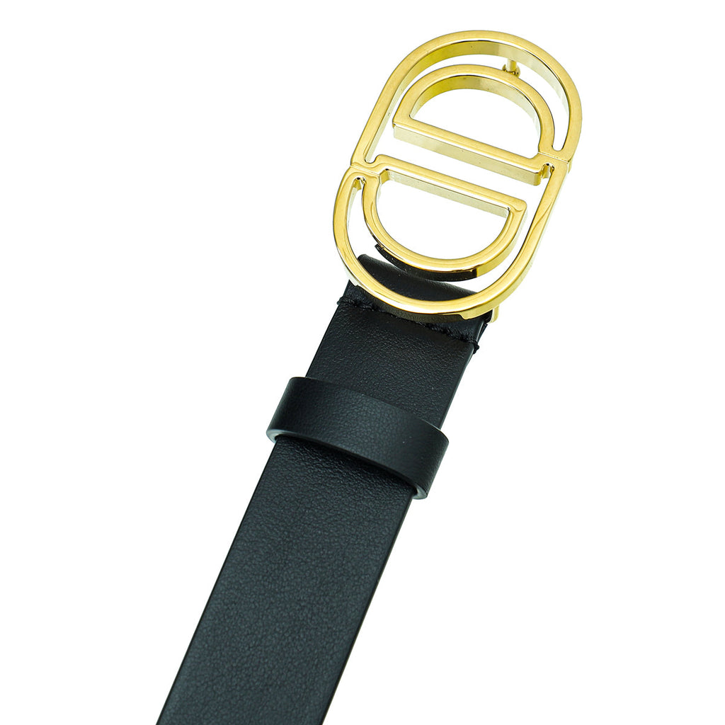 Christian Dior Black CD Cut Out Buckle Belt 25