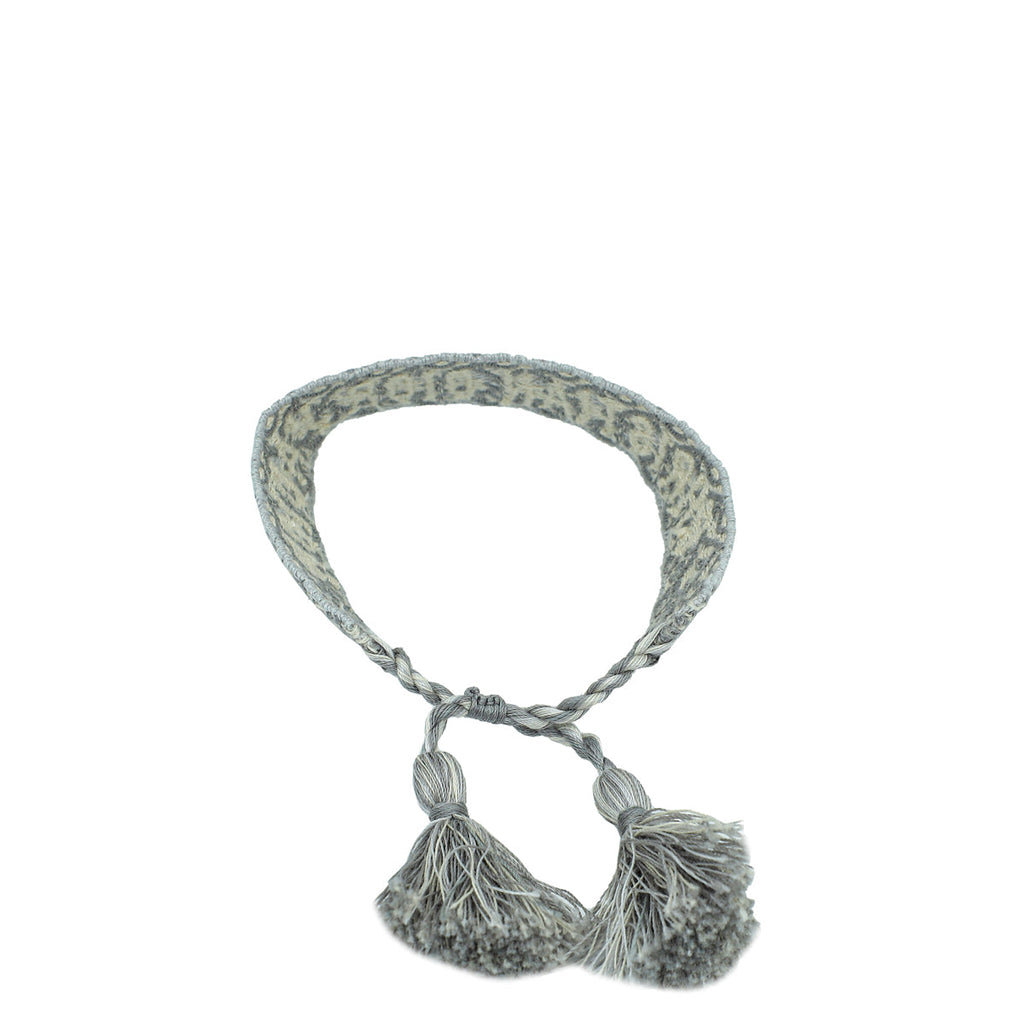 Christian Dior Gray J'Adior Embroidered Cotton Bracelet