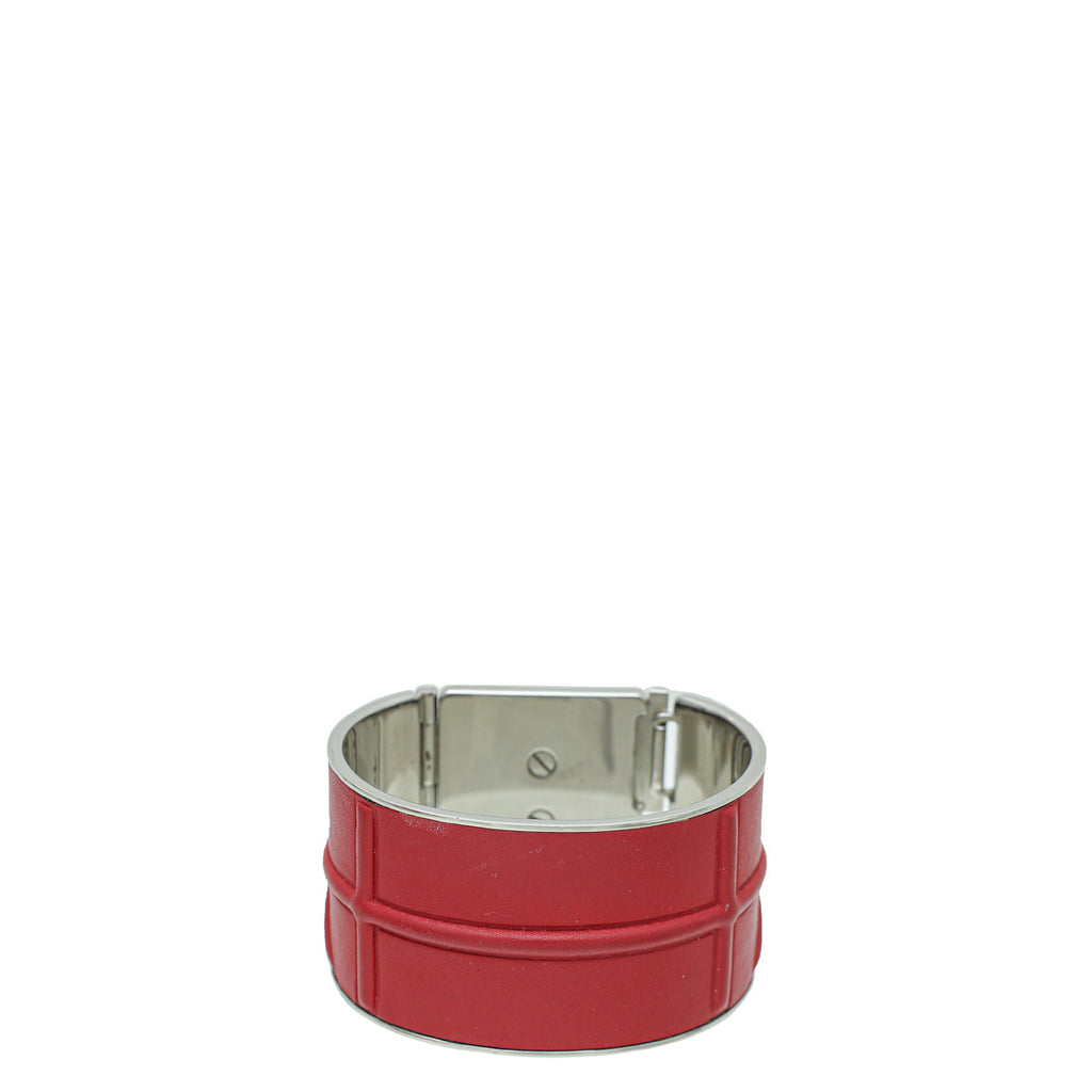 Christian Dior Red Diorama Wide Cuff Bracelet