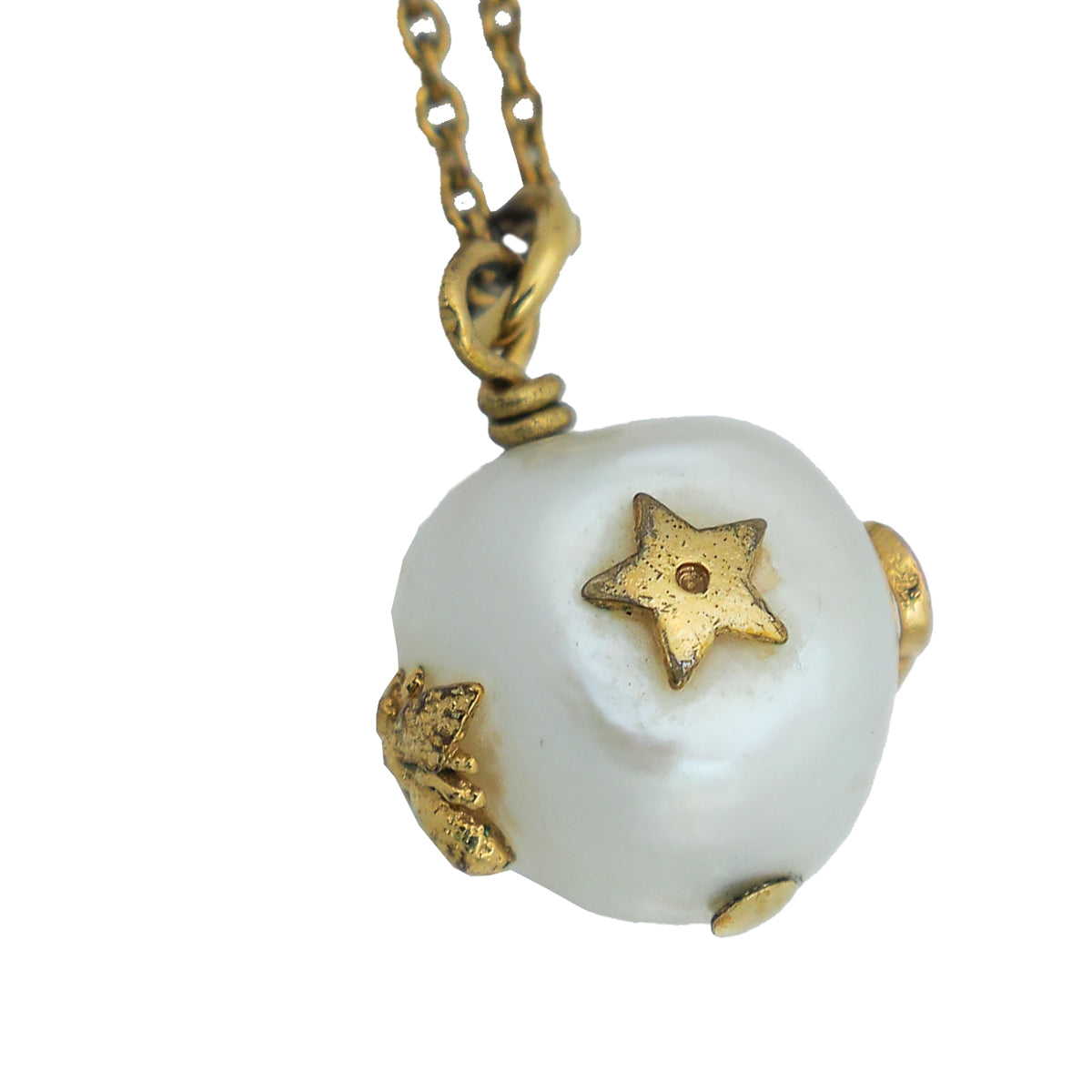Christian Dior Gold Finish Pearl Bee Star Station Bracelet