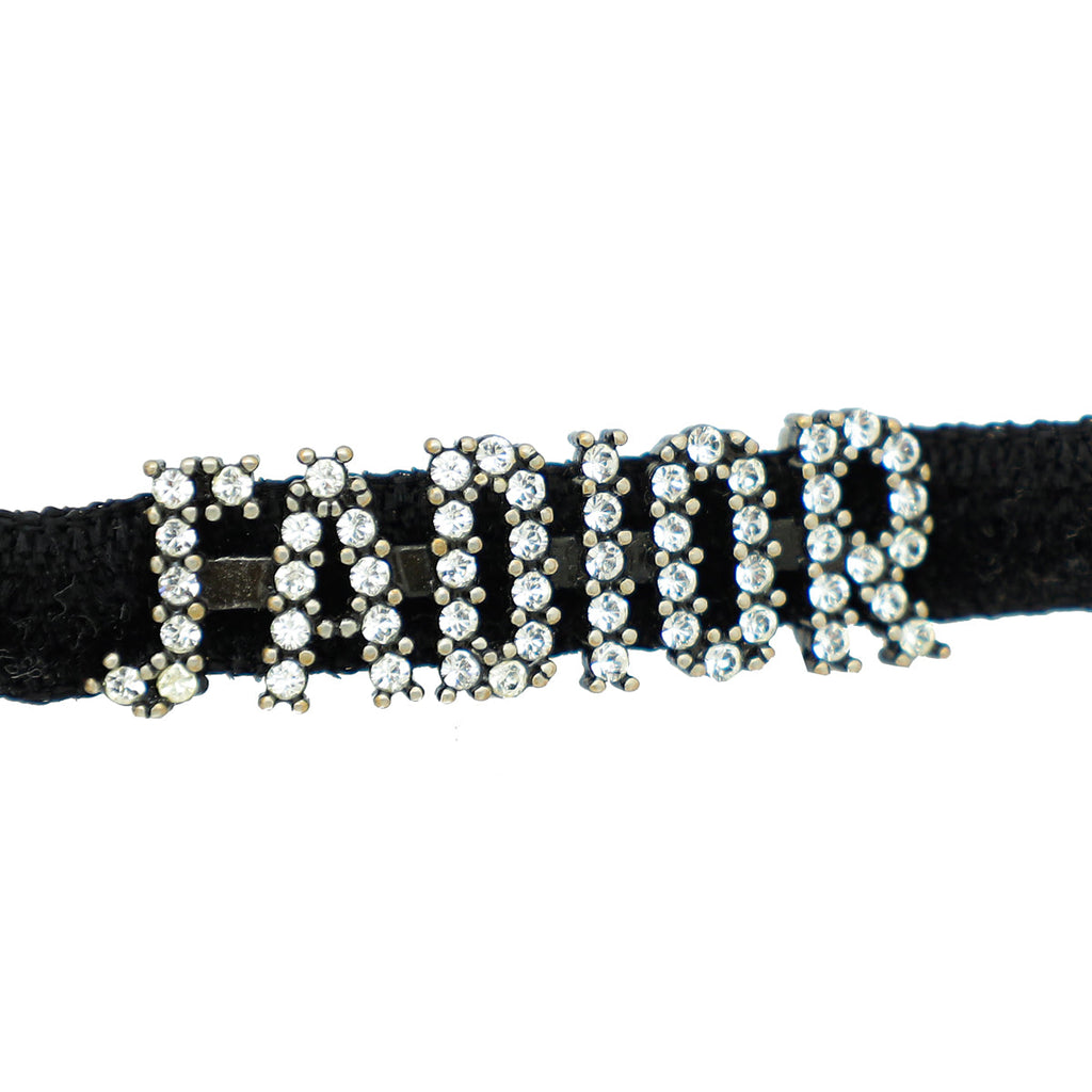 Christian Dior Black Velvet Crystal J'Adior Choker Necklace