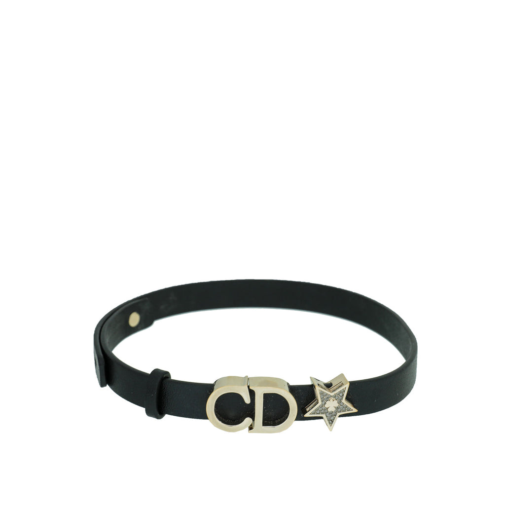 Christian Dior Black CD Star Double Wrap Bracelet