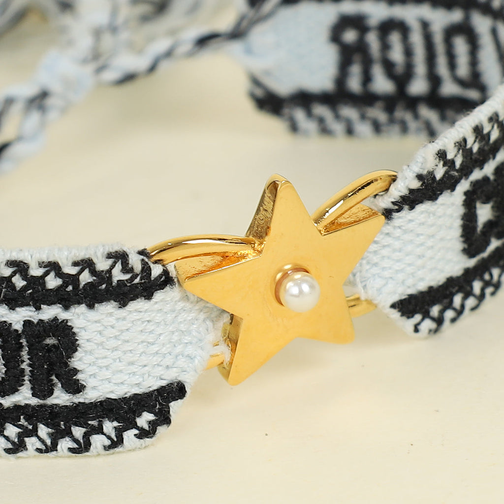 Christian Dior Bicolor Cotton w/ Star Friendship Bracelet