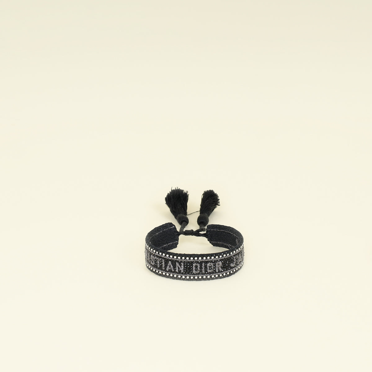 Christian Dior Black J'Adior Embroidered w/ Crystal Friendship Bracelet
