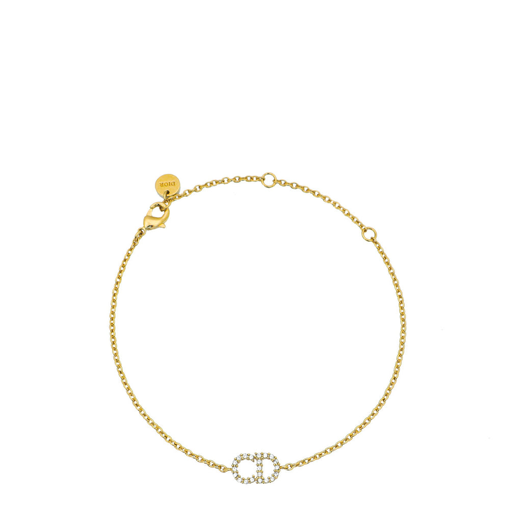 Christian Dior Gold CD Crystal Clair D Lune Bracelet
