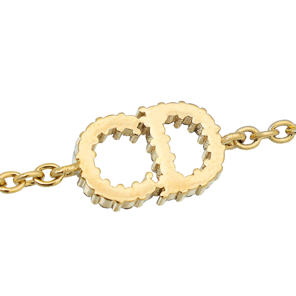 Christian Dior Gold CD Crystal Clair D Lune Bracelet
