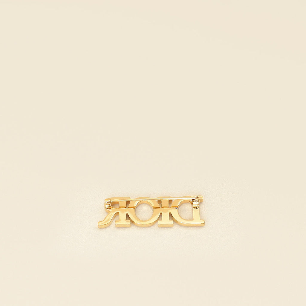Christian Dior Gold Logo Crystal Dio(r)evolution Brooch
