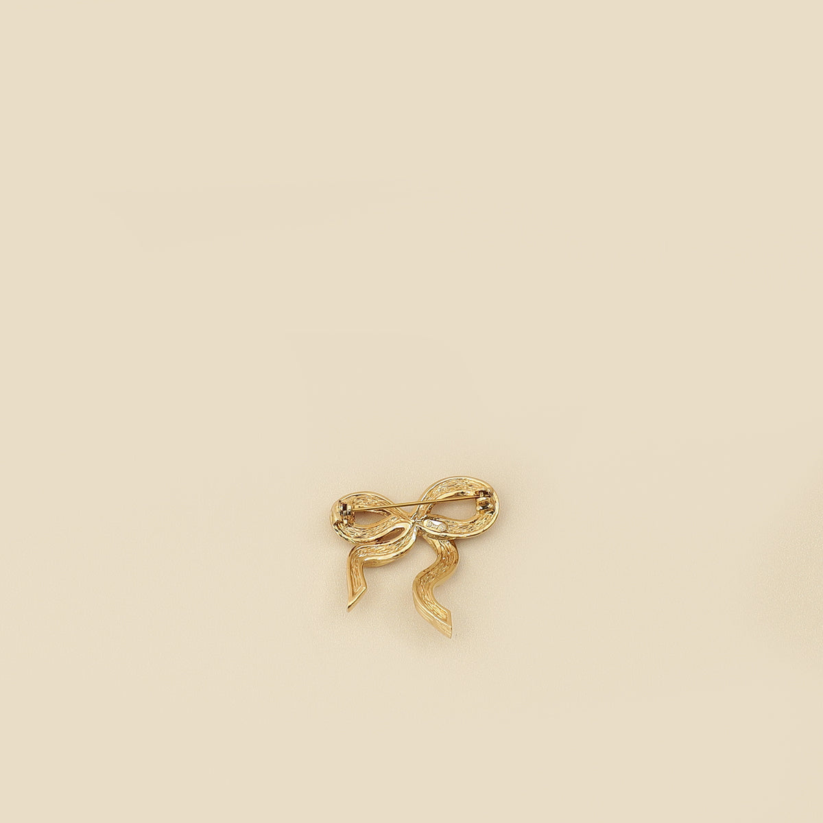 Christian Dior Gold Vintage Crystal Bow Brooch