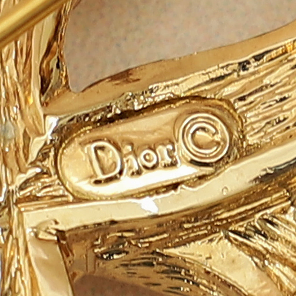Christian Dior Gold Vintage Crystal Bow Brooch