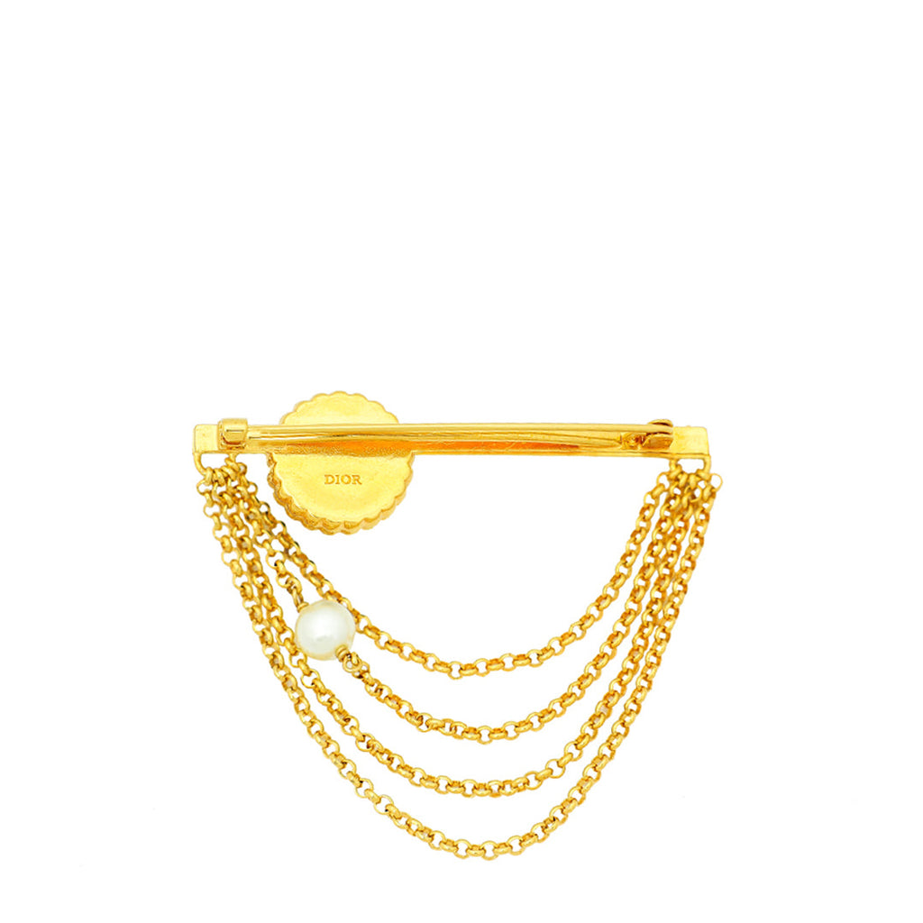 Christian Dior Bicolor Petit CD Pearl Brooch