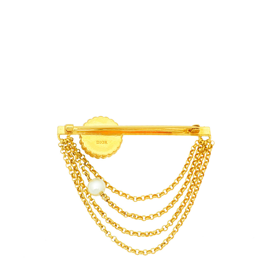 Christian Dior Bicolor Petit CD Pearl Brooch