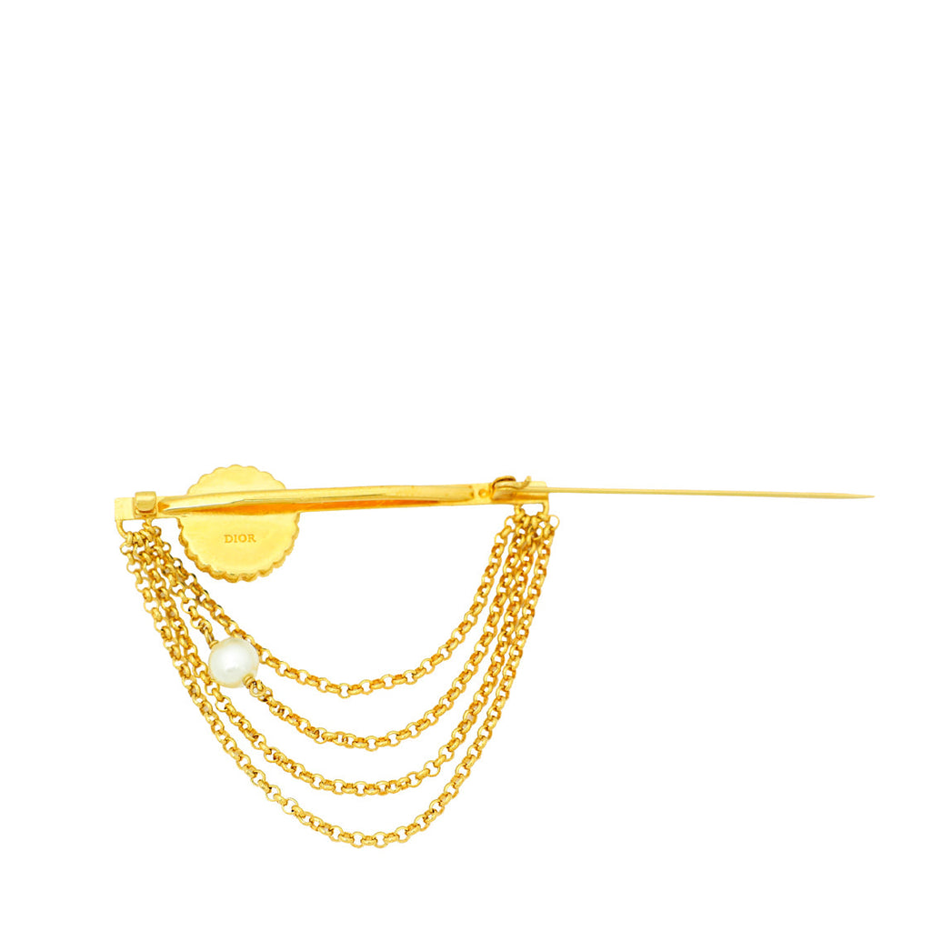 Christian Dior Bicolor Petit CD Pearl Brooch