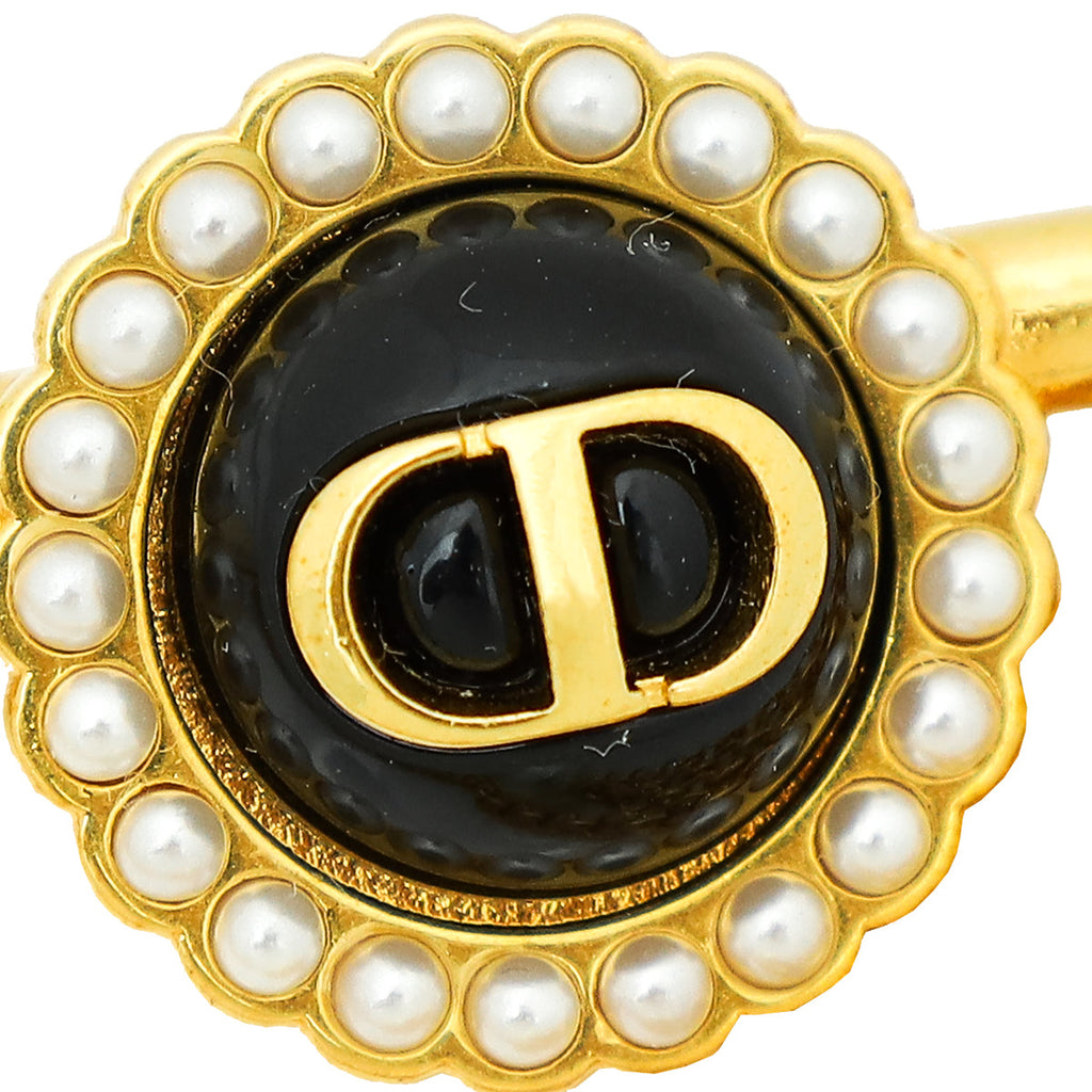 Christian Dior Bicolor Petit CD Pearl Brooch