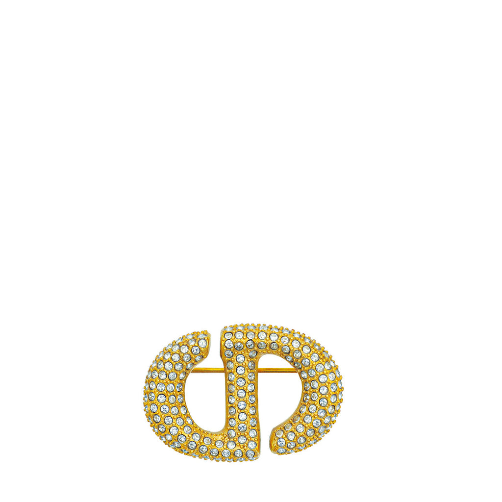 Christian Dior Gold Finish 30 Montaigne Crystal Brooch