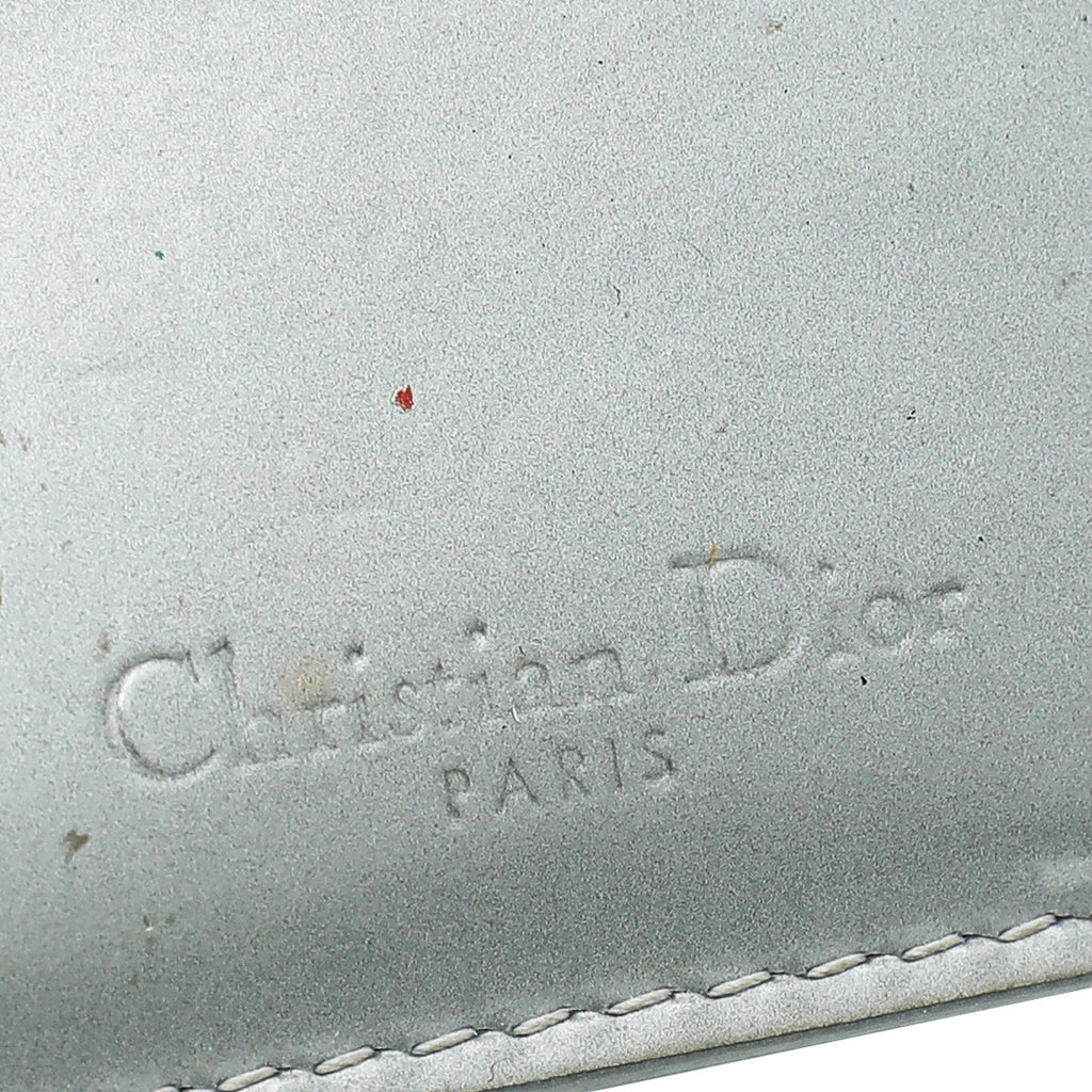 Christian Dior Silver Micro Cannage Lady Dior Card Holder