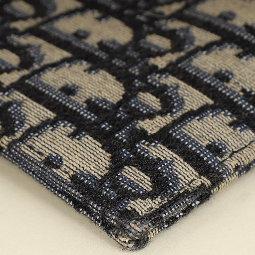 Christian Dior Navy Blue Oblique A5 Zipped Pouch