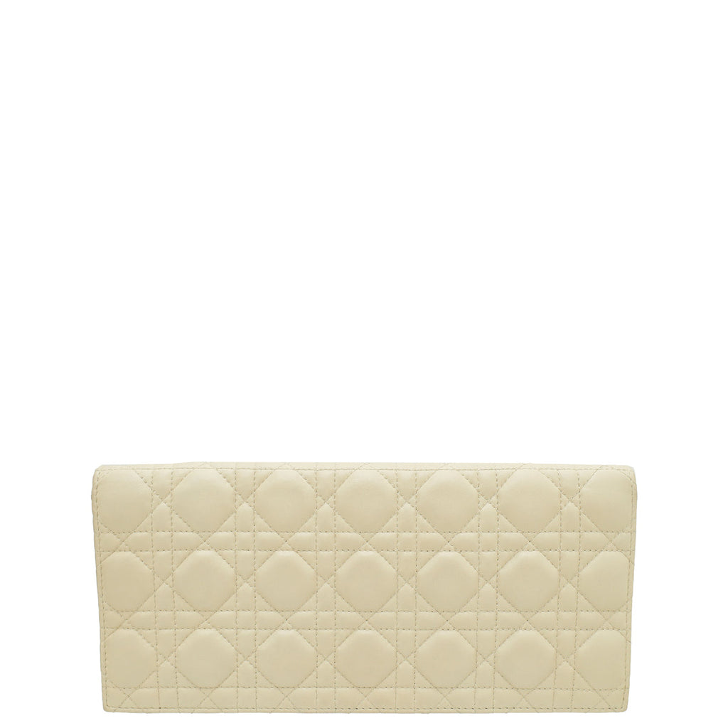 Christian Dior Light Beige Lady Dior Long Chain Clutch