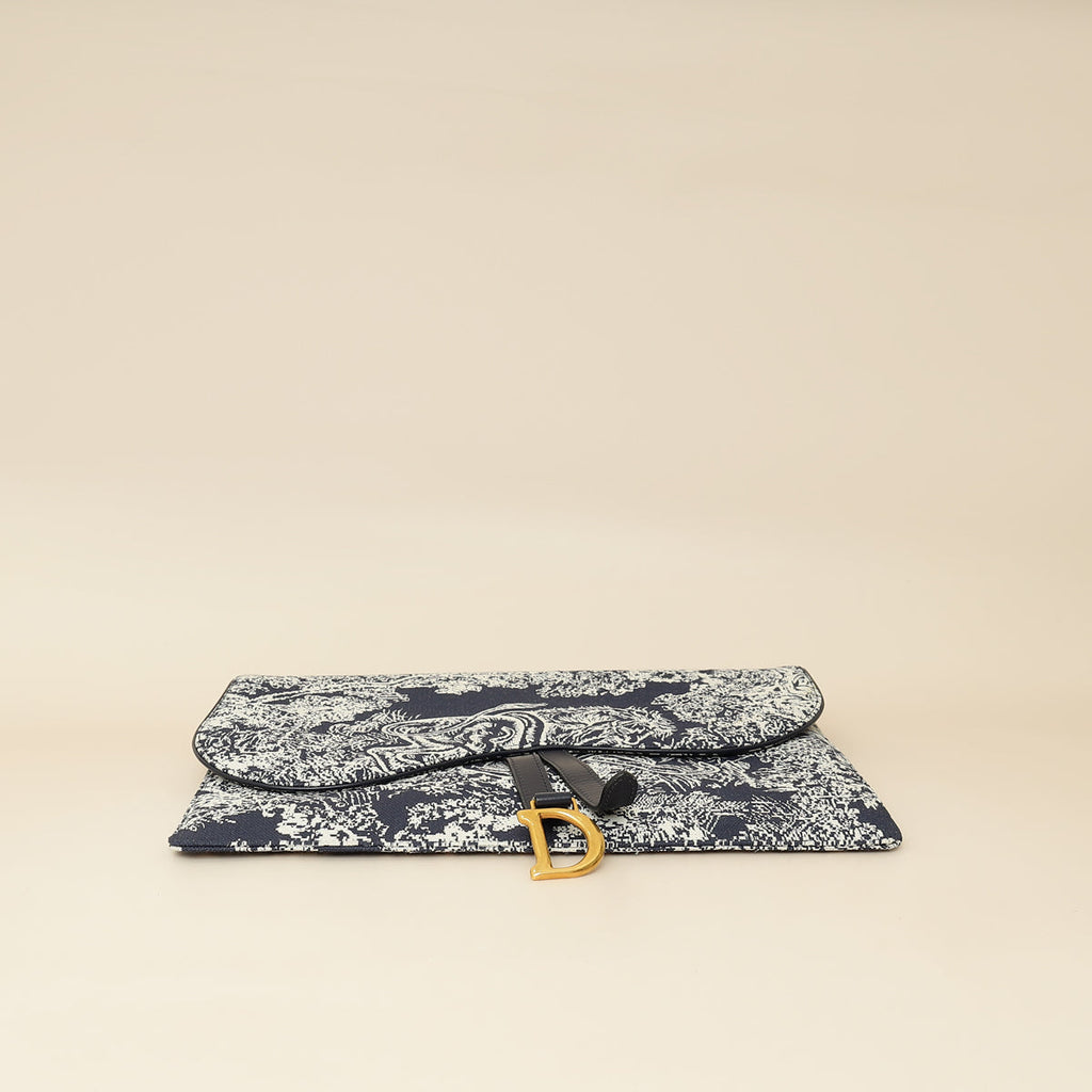 Christian Dior Bicolor Toile de Jouy Reverse Saddle Pouch