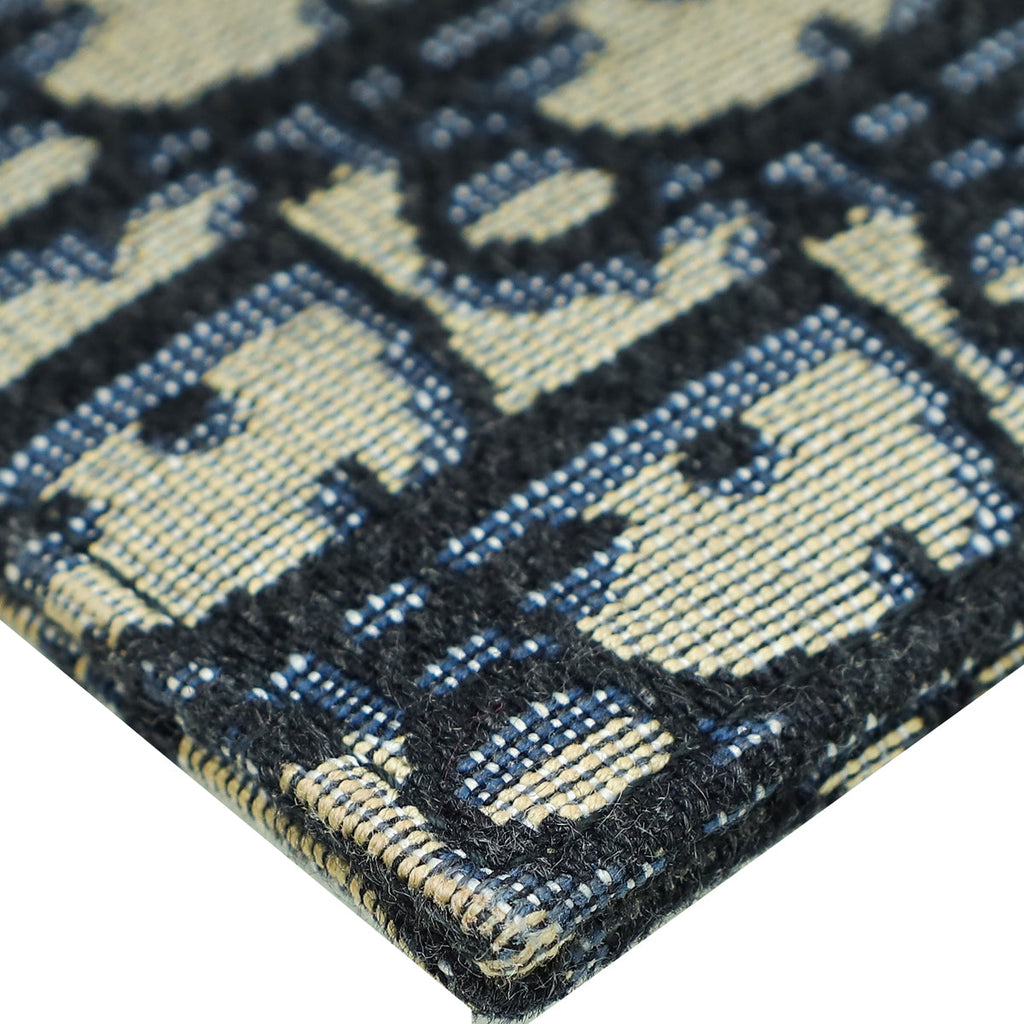 Christian Dior Navy Blue Oblique Jacquard A5 Pouch