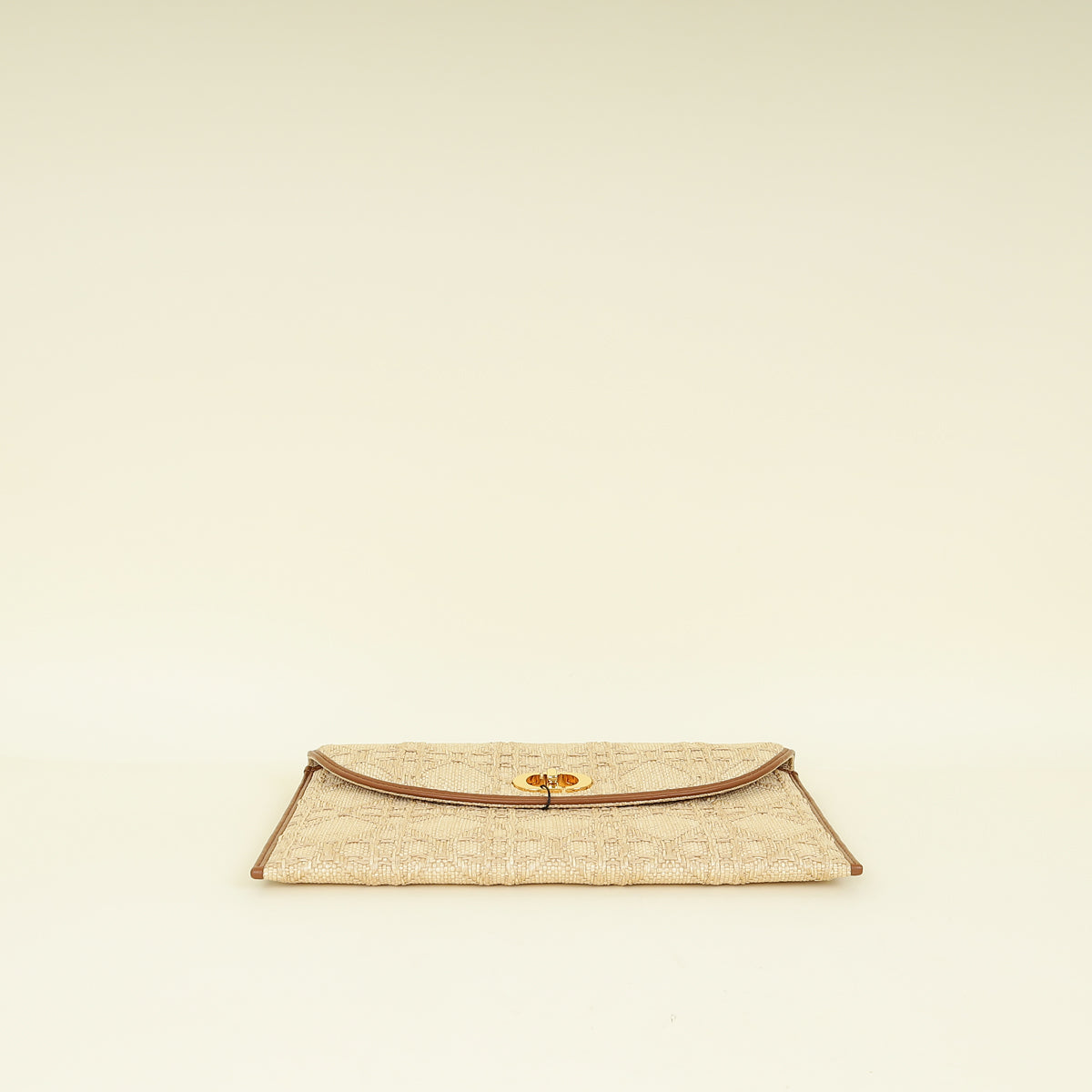 Christian Dior Bicolor 30 Montaigne Avenue Natural Raffia Cannage Pouch