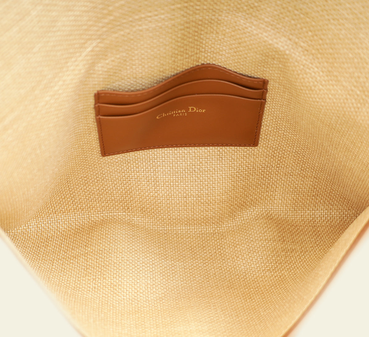 Christian Dior Bicolor 30 Montaigne Avenue Natural Raffia Cannage Pouch