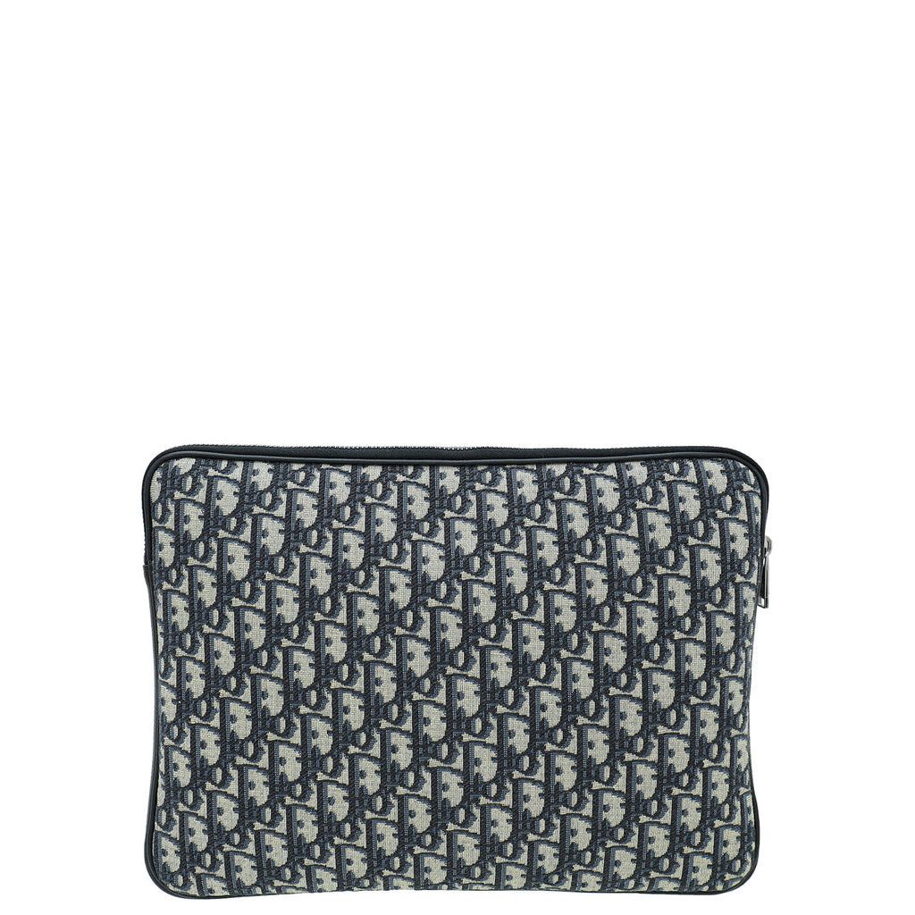 Christian Dior Navy Blue Oblique Laptop Case
