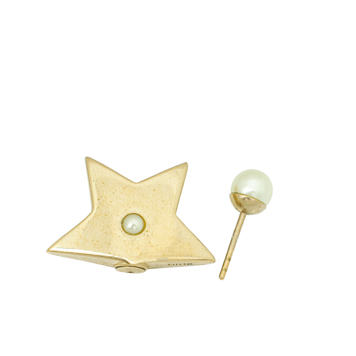 Christian Dior White Star Pearl Earrings