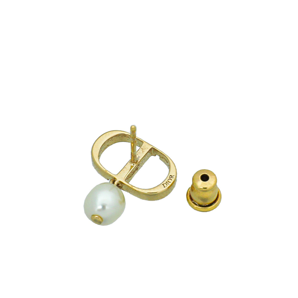Christian Dior White CD Petit Earrings
