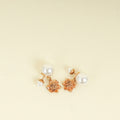 Christian Dior Rose Gold White Pearl Tribales Flower Earrings