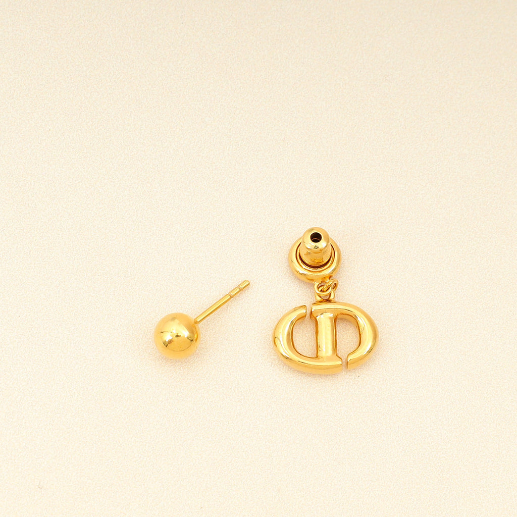Christian Dior Gold CD Navy Earrings