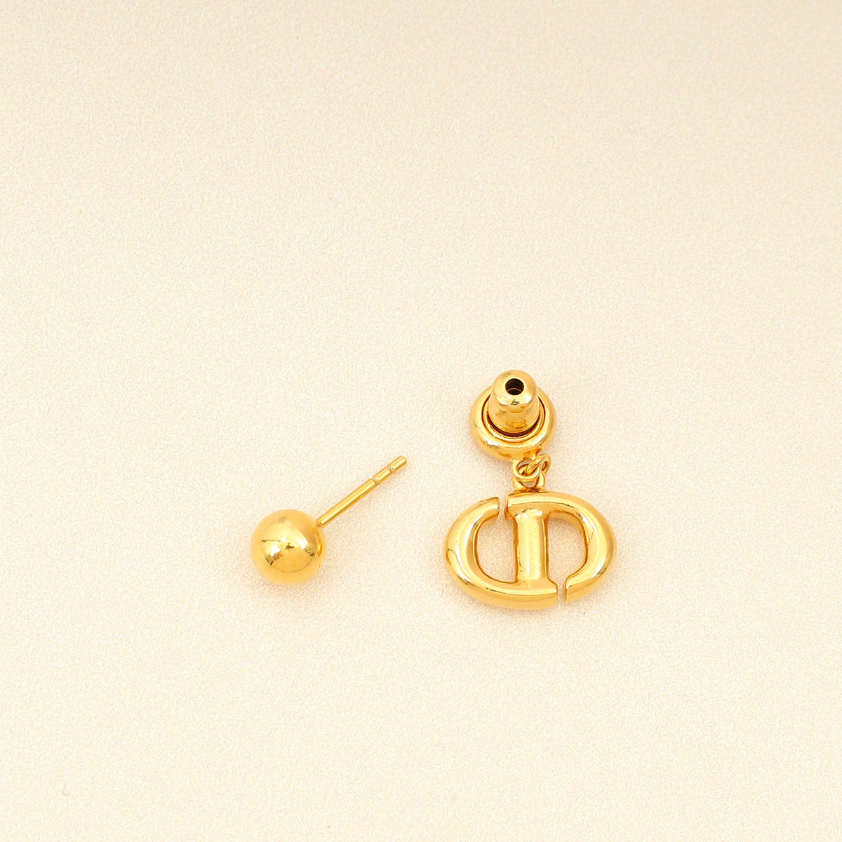 Christian Dior Gold CD Navy Earrings