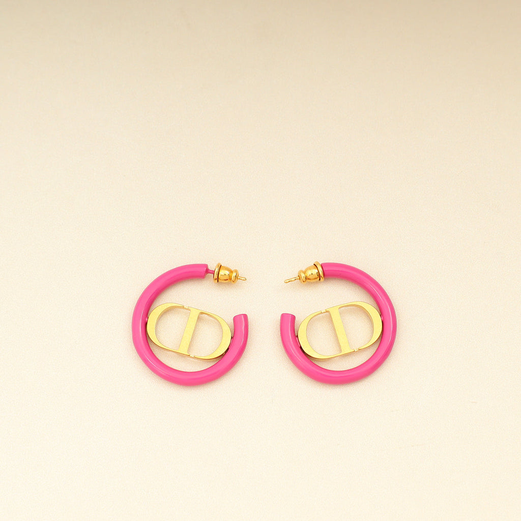 Christian Dior Gold 30 Montaigne Hoop Earrings