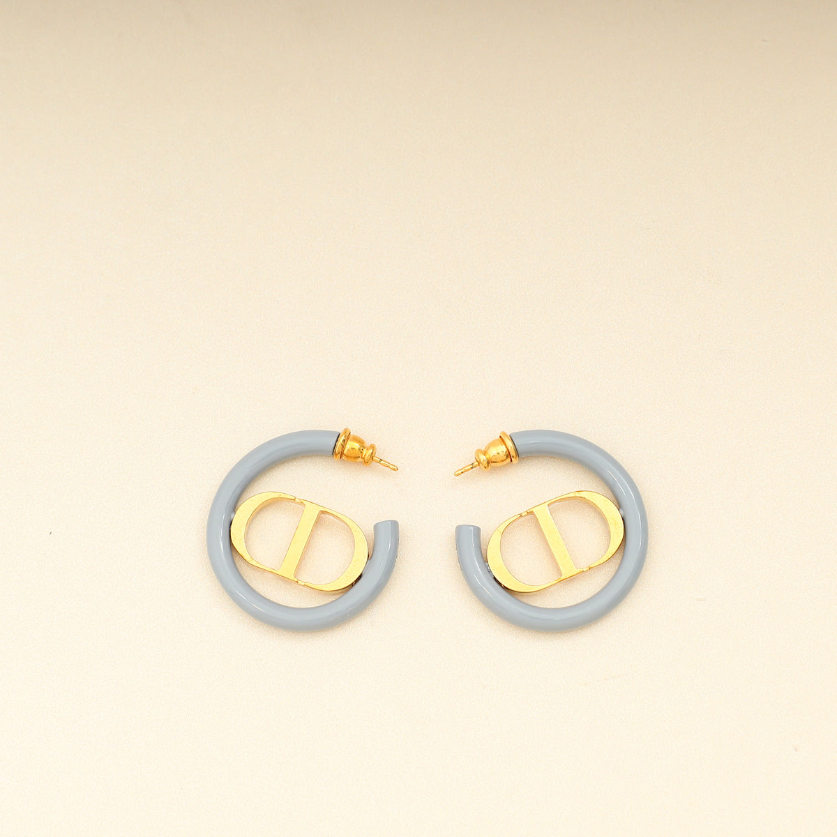 Christian Dior Gold 30 Montaigne Hoop Earrings