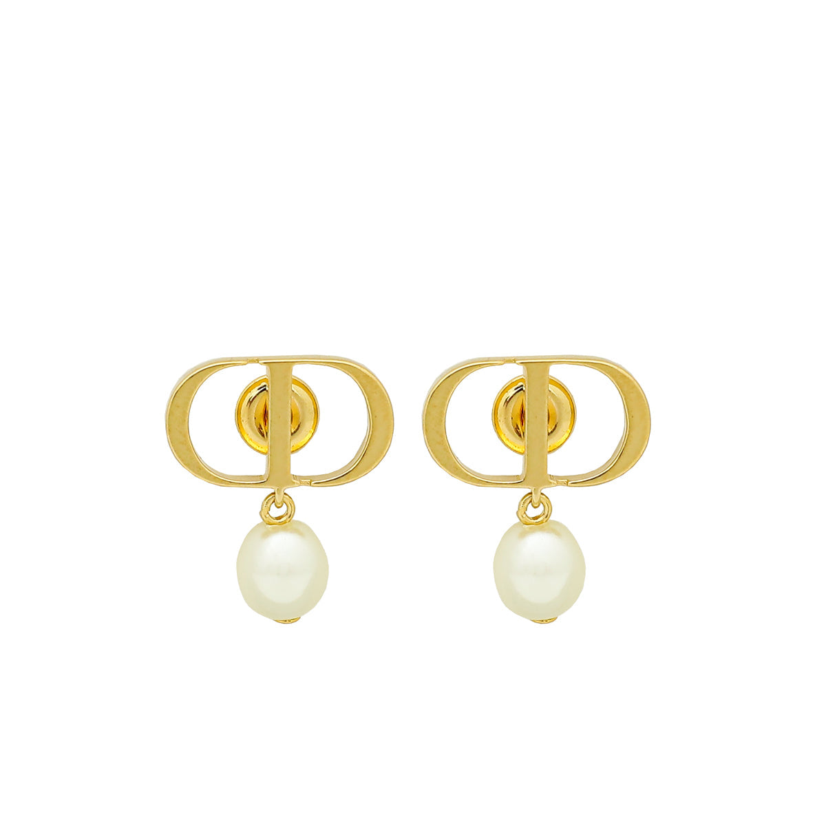 Christian Dior White Petit CD Earrings