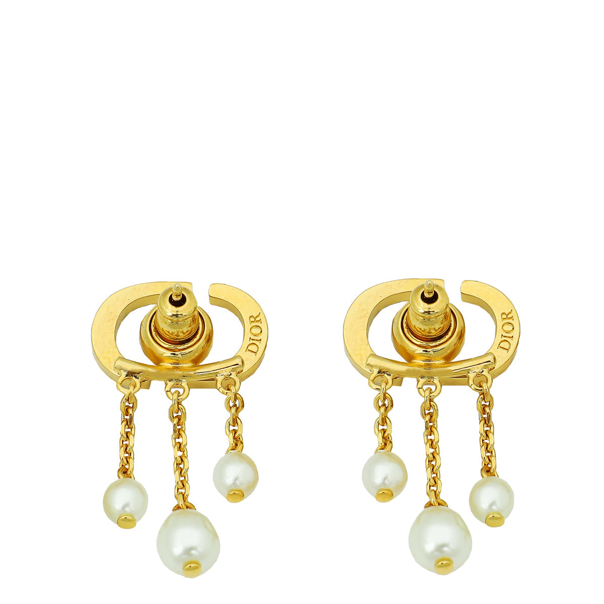 Christian Dior Petit CD Crystal Pearl Drop Earrings