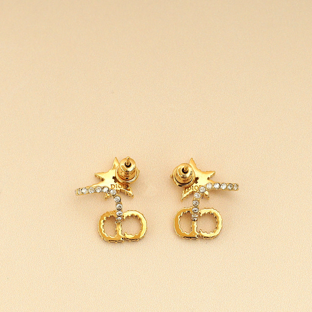 Christian Dior Gold Finish CD Star Wrap Around Clair D Lune Earrings