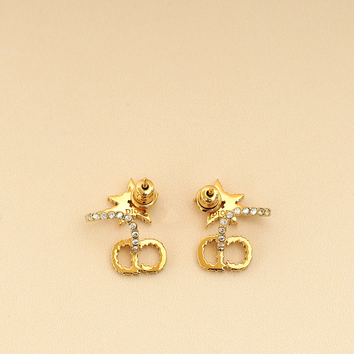 Christian Dior Gold Finish CD Star Wrap Around Clair D Lune Earrings