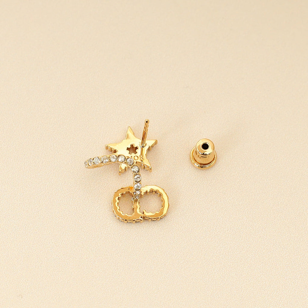 Christian Dior Gold Finish CD Star Wrap Around Clair D Lune Earrings