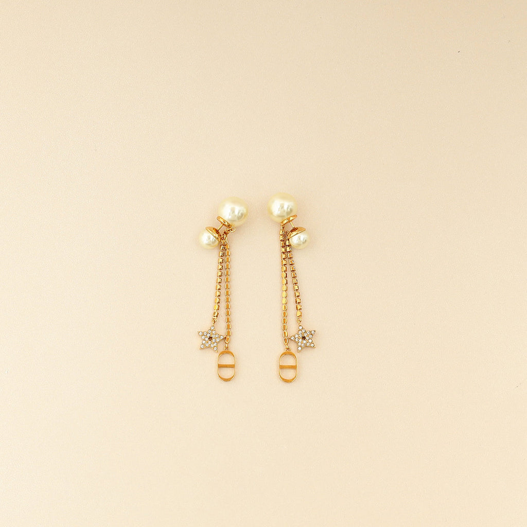 Christian Dior Gold Finish Tribales Drop Earrings