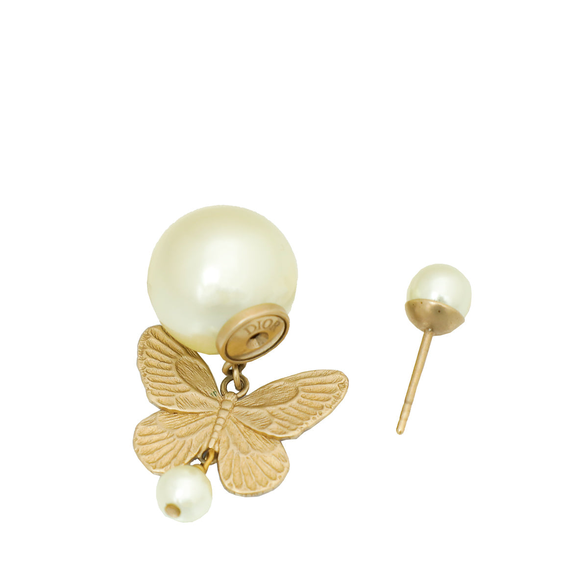Christian Dior White Tribales Butterfly Earrings