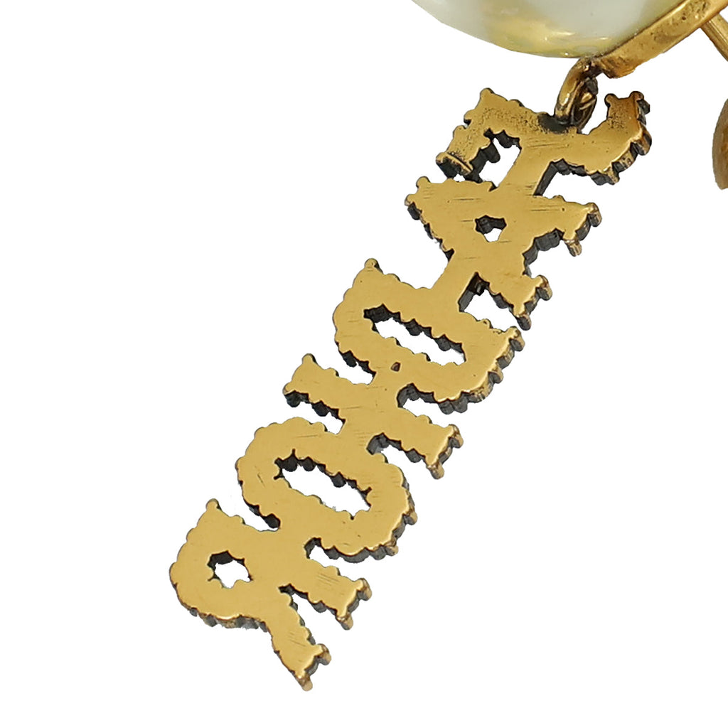 Christian Dior Ivory J'adior Crystal Drop Tribal Earrings