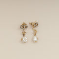 Christian Dior Gold Drop Pearl Petit CD Earrings