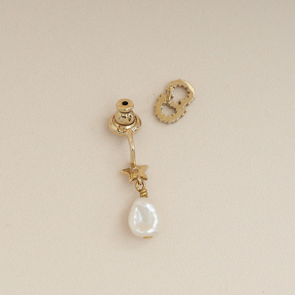 Christian Dior Gold Drop Pearl Petit CD Earrings