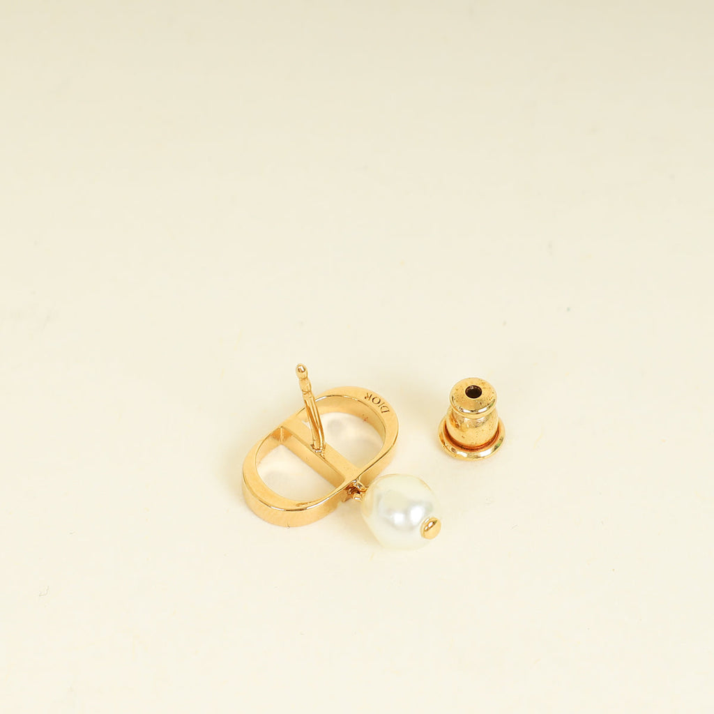 Christian Dior White Petit CD Earrings