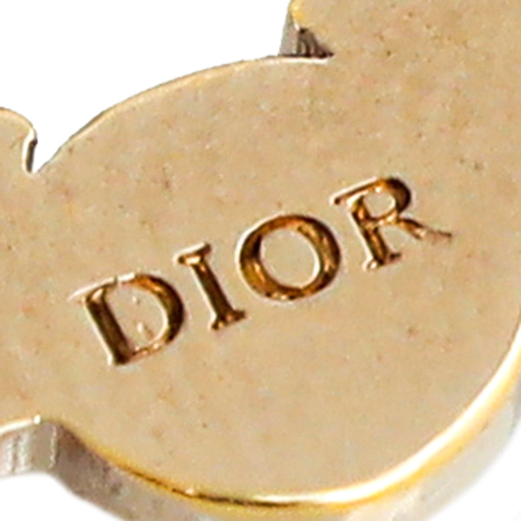 Christian Dior Bronze Petit CD Crystal Pearl Earrings